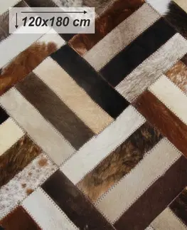 Koberce a koberčeky KONDELA Typ 2 kožený koberec 120x180 cm vzor patchwork