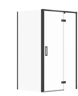 Sprchovacie kúty CERSANIT/S - Sprchovací kút LARGA 100x80 čierny, pravý, číre sklo S932-125/80