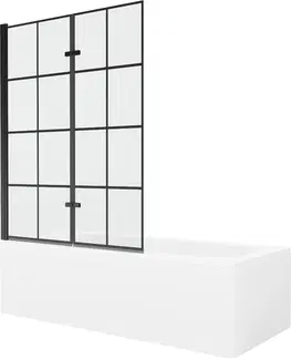 Sprchové dvere MEXEN/S - Vega obdĺžniková vaňa 180 x 80 cm s panelom + vaňová zástena 120 cm, čierna vzor 550118080X9212027077