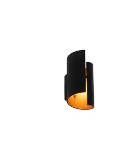Nastenne lampy Dizajnová nástenná lampa čierna so zlatom - Faldo