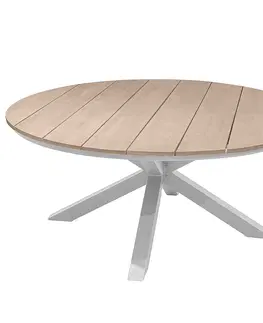 Stolčeky Hliníkový jedálenský stôl COLUMBIA ø 160 cm (biely)