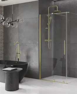 Sprchovacie kúty MEXEN/S - Velár sprchovací kút 130 x 100, transparent, zlatá kartáčovaná 871-130-100-01-55