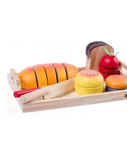 Drevené hračky Woody Tácka s raňajkami Krájanie 