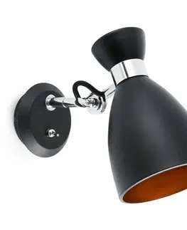 Bodové svetlá FARO BARCELONA Nástenné retro svietidlo s vypínačom, čierne