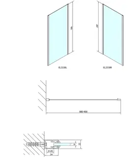 Sprchovacie kúty POLYSAN - EASY sprchová bočná stena 900, sklo BRICK EL3338