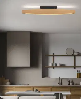 Stropné svietidlá quitani Quitani LED stropné svietidlo Persida, dub, 118 cm