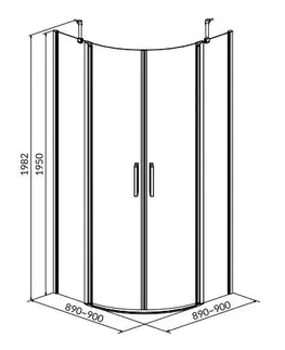 Sprchovacie kúty CERSANIT - Sprchovací kút MODUO štvrťkruh 90x195, kývne, číre sklo S162-010