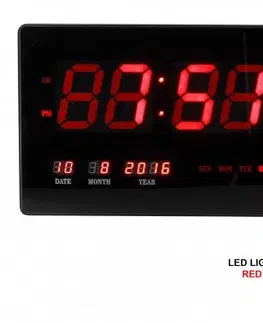 Hodiny Digitálne nástenné hodiny MPM, 3566, 45cm, s budíkom, dátumom a