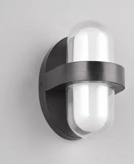 Vonkajšie nástenné svietidlá Reality Leuchten Vonkajšie nástenné LED svietidlo Limeira, okrúhle