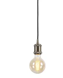Zavesne lampy Moderné závesné svietidlo bronzové s čiernym káblom - Cava Classic