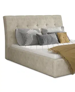 Postele NABBI Ikaria UP 180 čalúnená manželská posteľ s roštom béžová