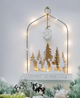 Vianočné dekorácie Solight LED závesná dekorácia Les s jeleňmi, 14x LED, 2x AA