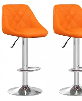 Barové stoličky Barová stolička 2 ks umelá koža / chróm Dekorhome Oranžová
