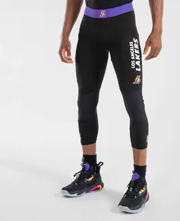 nohavice Pánske spodné 3/4 legíny na basketbal NBA Los Angeles Lakers čierne