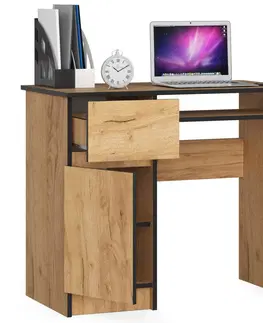 Písacie stoly Dizajnový písací stôl PIXEL90L, dub Craft