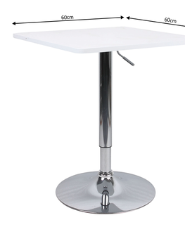Jedálenské stoly Barový stôl s nastaviteľnou výškou, biela, 60x70-91 cm, FLORIAN 2 NEW