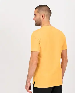 fitnes Bavlnené pánske tričko na fitnes s krátkym rukávom oranžové