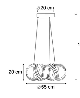 Zavesne lampy Dizajnové závesné svietidlo oceľové 3-stupňové stmievateľné vrátane LED - Filum