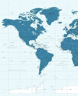 Obrazy na korku Obraz na korku politická mapa sveta v modrej farbe