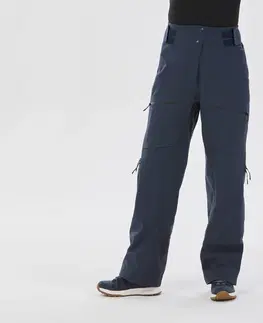 nohavice Dámske hrejivé a nepremokavé lyžiarske nohavice FR500 tmavomodré