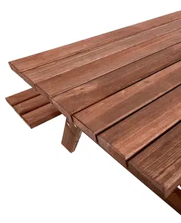 Záhradné zostavy Masívny drevený pivný set so sklopnými lavicami 180 cm (morený)