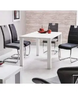 Jedálenské stoly Jedálenský stôl rozkladací, biela vysoký lesk HG, 140-180x80 cm, ASPER NEW TYP 1