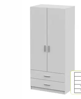 Šatníkové skrine KONDELA Invita Typ 5 2D policová skriňa biela