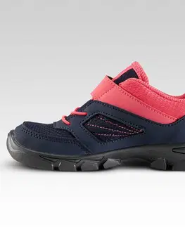 tenis Detská turistická obuv MH100 so suchým zipsom od 24 do 34 modro-ružová