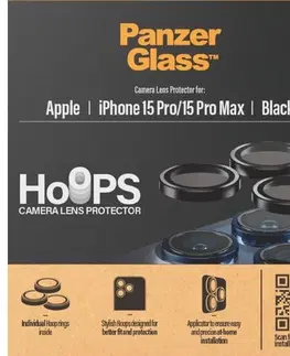Ochranné fólie pre mobilné telefóny PanzerGlass Ochranný kryt objektívu fotoaparátu Hoops pre Apple iPhone 15 Pro, 15 Pro Max, čierna 1139