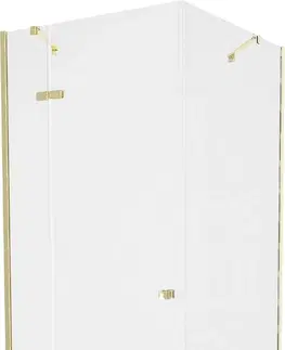 Vane MEXEN/S - Roma sprchovací kút 90x90, transparent, zlatá + čierna vanička so sifónom 854-090-090-50-00-4070G