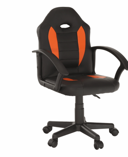 Kancelárske stoličky KONDELA Madan New kancelárske kreslo čierna ekokoža / oranžová
