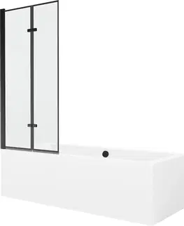 Sprchové dvere MEXEN/S - Cube obdĺžniková vaňa 180 x 80 cm s panelom + vaňová zástena 80 cm, čierna vzor 550518080X92080027070