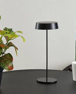 Vonkajšie osvetlenie terasy Lucande Nabíjateľná stolová lampa Lucande LED Tibia, čierna, hliník, USB, IP54
