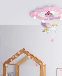 Stropné svietidlá Elobra Detské stropné svietidlo Zámok s jednorožcom