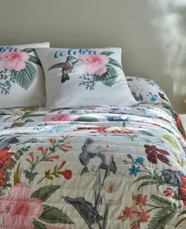Prehozy Prešívaná prikrývka na posteľ s potlačou kvetín