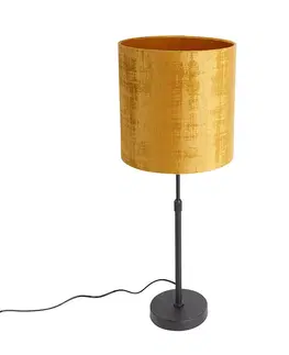 Stolove lampy Stolová lampa čierny zamatový odtieň zlatá 25 cm nastaviteľná - Parte