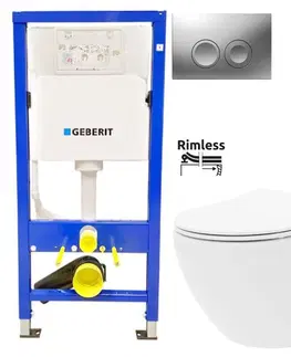 Kúpeľňa GEBERIT DuofixBasic s matným tlačidlom DELTA21 + WC REA Carlo Flat Mini Rimlesss + SEDADLO 458.103.00.1 21MA CF1