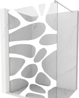 Sprchové dvere MEXEN/S - Kioto Sprchová zástena Walk-in 70 x 200, biely vzor 8 mm, nikel kartáčovaná 800-070-101-97-97