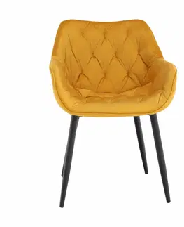 Stoličky Dizajnové kreslo, žltá Velvet látka, FEDRIS