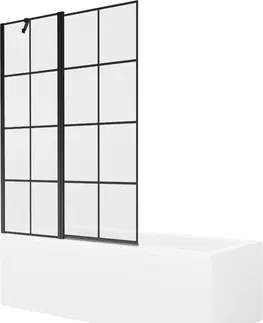 Sprchové dvere MEXEN/S - Cubik obdĺžniková vaňa 170 x 70 cm s panelom + vaňová zástena 120 cm, čierna vzor 550317070X9412117077