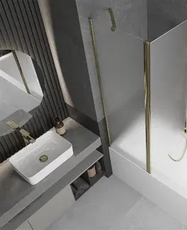 Sprchové dvere MEXEN - Flip vaňová zástena 1-krídlo 120x150 cm, dekor, zlato 894-120-101-50-30