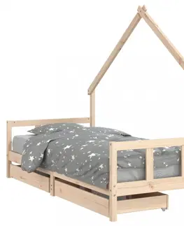 Detské izby Detská domčeková posteľ so šuplíkmi Dekorhome 80 x 200 cm