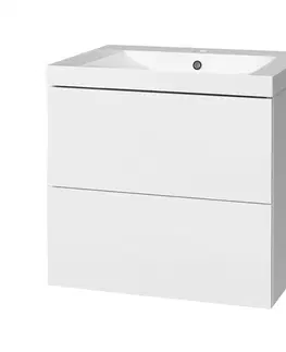 Kúpeľňový nábytok MEREO - Aira, kúpeľňová skrinka s umývadlom z liateho mramoru 61 cm, biela CN710M