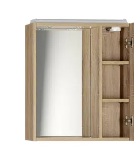 Kúpeľňový nábytok AQUALINE - ZOJA/KERAMIA FRESH galérka s LED osvetlením, 60x60x14cm, pravá, dub platin 45028