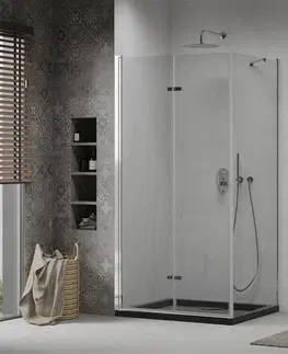 Vane MEXEN/S - Lima sprchovací kút 80x120, transparent, chróm + čierna vanička so sifónom 856-080-120-01-00-4070