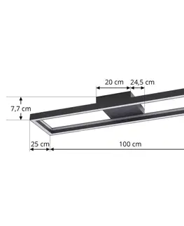 SmartHome stropné svietidlá Lucande Lucande Smart LED stropné svietidlo Tjado, 100 cm, čierna, Tuya
