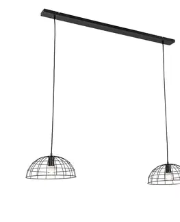 Zavesne lampy Industriálne závesné svietidlo čierne 2-svetlo - Hanze
