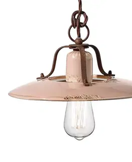 Závesné svietidlá Ferroluce Keramická závesná lampa Giorgia 30 cm staroružová