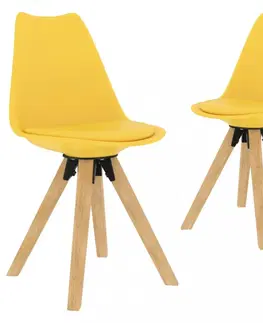 Jedálenské stoličky a kreslá Jedálenská stolička 2 ks plast / umelá koža / buk Dekorhome Žltá