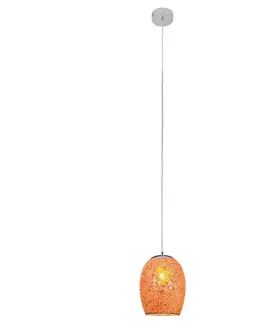Závesné svietidlá Searchlight Závesná lampa Crackle v chrómovo-oranžovej